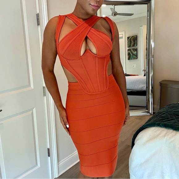 Fashion Nova Bold Orange Backless Dress - Picture 4 of 8